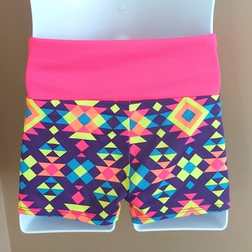 Circo geometric gymnastics dance cheer active spandex shorts - pink - S (6/6x)